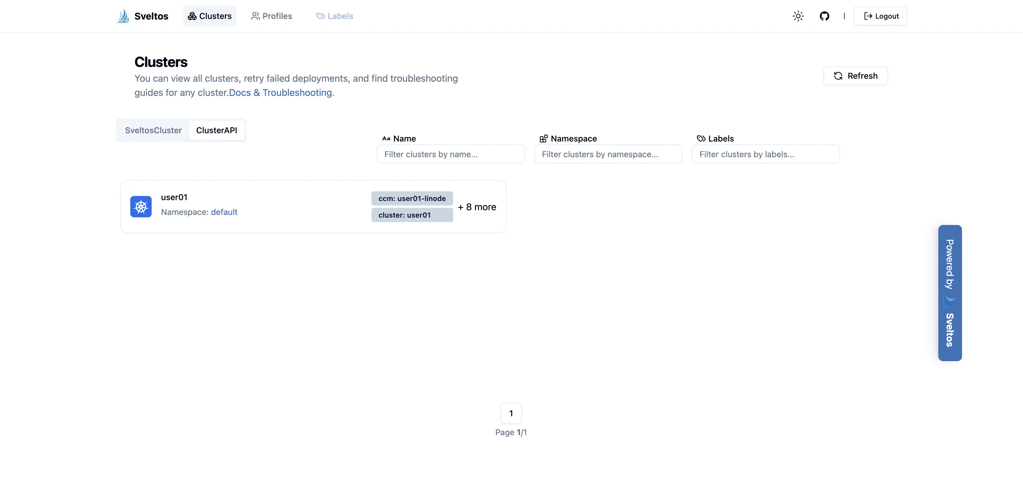 title image reading &quot;Sveltos UI &quot;